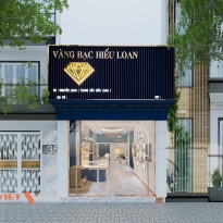 Thiết kế tiệm vàng Hiếu Loan - Sang trọng với tông màu xanh chủ đạo